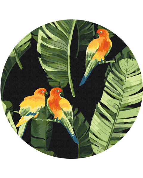 Okrągłe malowanie po numerach Papugi w tropikach (rozmiar L) (RC00018L)