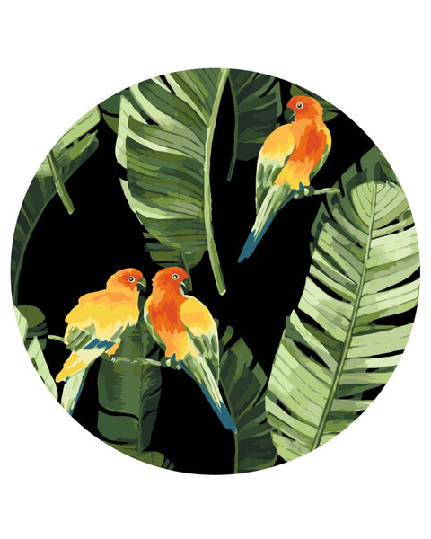 Okrągłe malowanie po numerach Papugi w tropikach (rozmiar M) (RC00018M)
