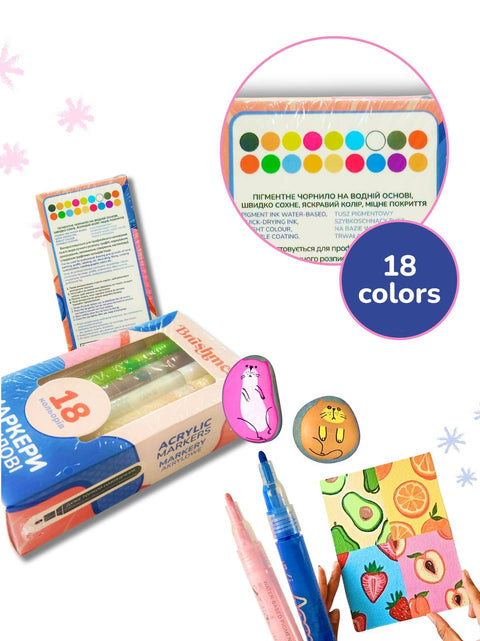 Zestaw markerów akrylowych 18 szt. (MACR18)