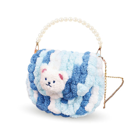 Zestaw do stworzenia torebki „Niebieski miś” (okrągła) (BAG8)