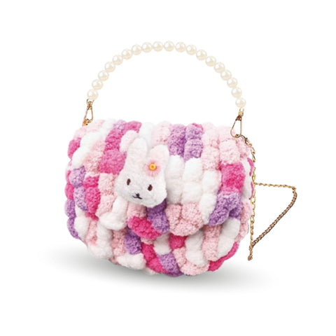 Zestaw do stworzenia torebki „Różowy króliczek” (okrągła) (BAG12)