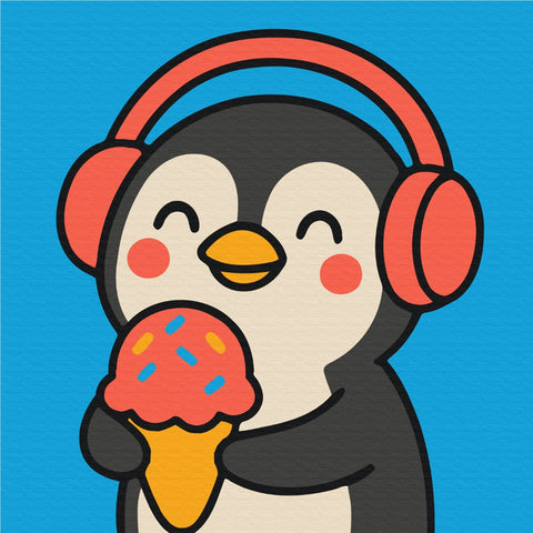 Kolorowanki na płótnie Pingwin-smakosz (MBS071)