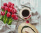 Diamentowa mozaika Filiżanka do kawy i różowe tulipany (DBS1048)