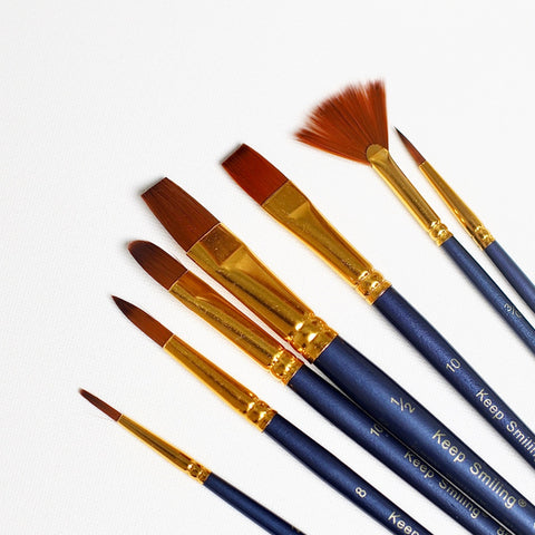 Zestaw profesjonalnych pędzli nylonowych 7 szt. (niebieskie z pozłacaniem) (BR770)