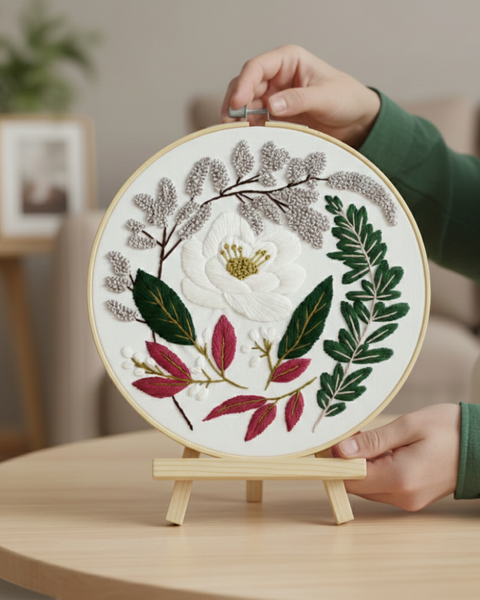 Zestaw do haftu płaskiego Delikatny wieniec (EMBR003)