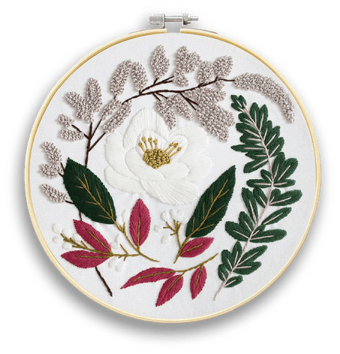 Zestaw do haftu płaskiego Delikatny wieniec (EMBR003)