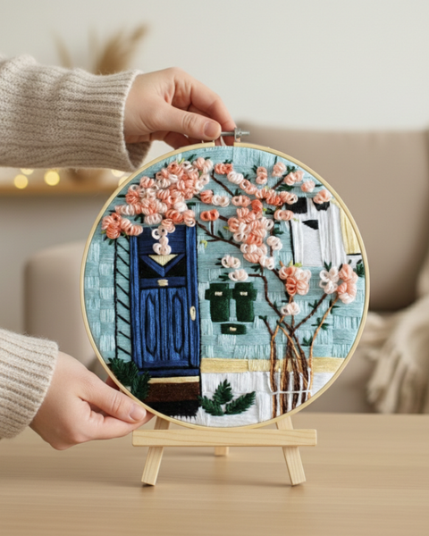 Zestaw do haftu płaskiego Wiosna w pobliżu domu (EMBR010)