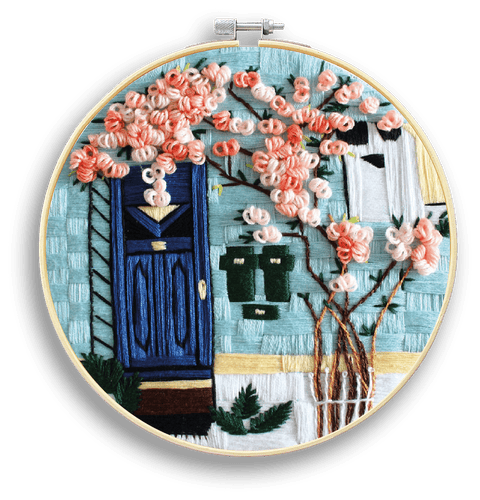 Zestaw do haftu płaskiego Wiosna w pobliżu domu (EMBR010)