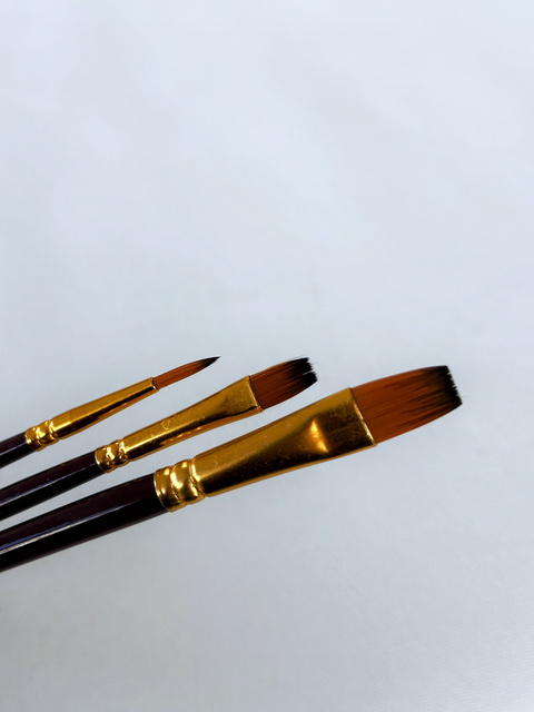 Zestaw profesjonalnych pędzli nylonowych 3 szt. (brązowy ze złotym listkiem) (BR302)