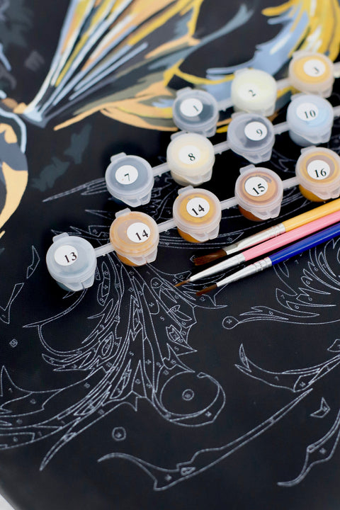 Malowanie po numerach na czarnym płótnie Magic Cat (BSB0021)