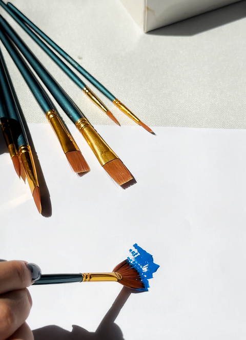 Zestaw profesjonalnych pędzli nylonowych 6 szt. (brązowe z pozłacaniem) (BR650)