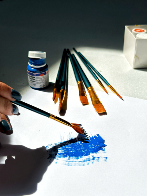 Zestaw profesjonalnych pędzli nylonowych 6 szt. (brązowe z pozłacaniem) (BR650)