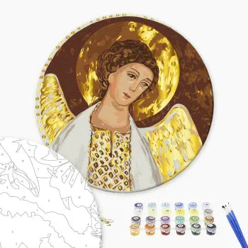 Okrągłe malowanie po numerach Duchowy obrońca ©Karina Zimina (rozmiar L) (RC00080L)