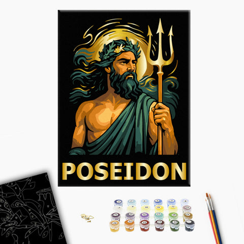 Malowanie po numerach na czarnym płótnie Posejdon (RBS1047B)