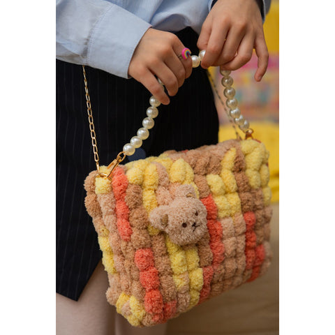 Zestaw do stworzenia torebki „Niebieski miś” (okrągła) (BAG8)