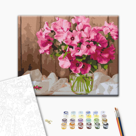 Malowanie po numerach Różowe petunie na stole (RBS52768)