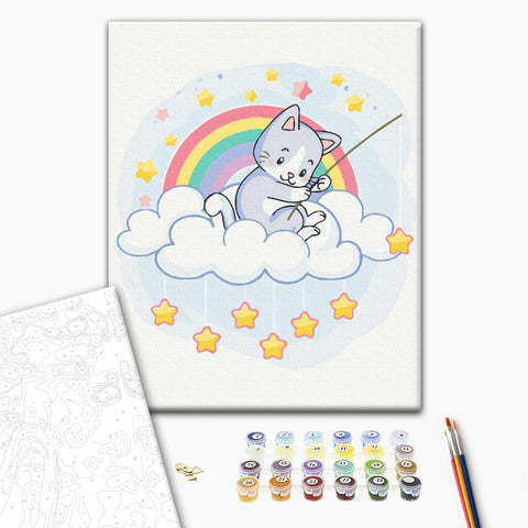 Malowanie po numerach Kot podczas obserwacji gwiazd (RBS51346)