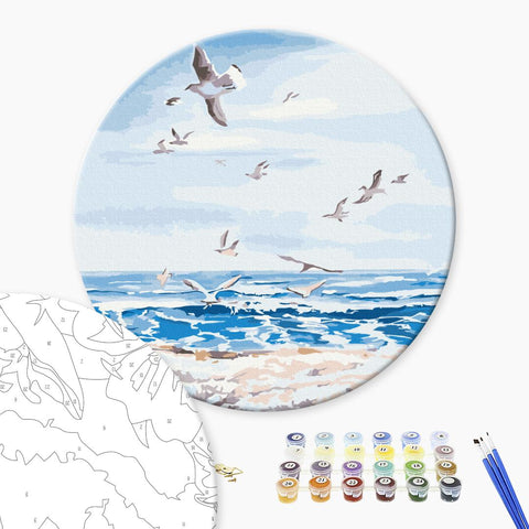 Okrągłe malowanie po numerach Lot nad morzem © Iryna Ponna (RC00067M)