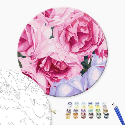 Okrągłe malowanie po numerach Różowe róże © Anna Steshenko (RC00075M)