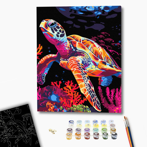 Malowanie po numerach na czarnym płótnie Turtle Fantasy (BSB0017)