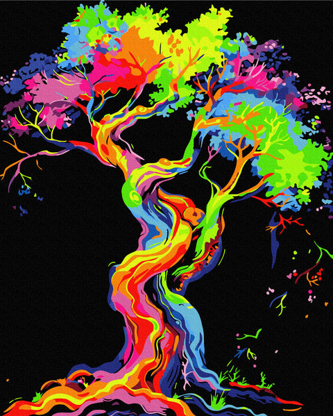 Malowanie po numerach na czarnym płótnie Drzewo marzeń (BSB0028)