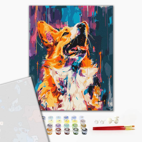Premium malowanie po numerach Kolorowe corgi (PBS53927)