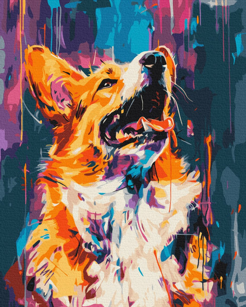 Premium malowanie po numerach Kolorowe corgi (PBS53927)