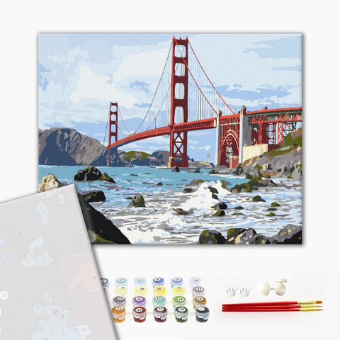 Premium malowanie po numerach Most San Francisco. (PBS7979)