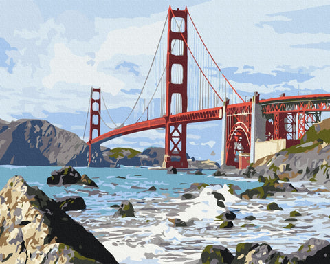 Premium malowanie po numerach Most San Francisco. (PBS7979)