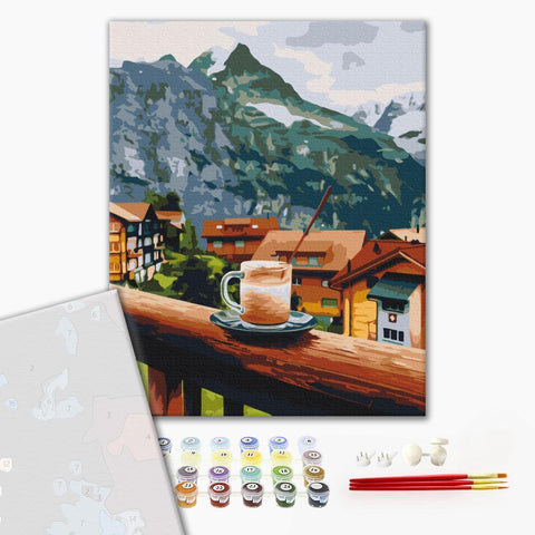 Premium malowanie po numerach Cappuccino w górach (PBS52596)