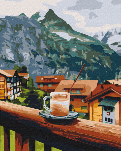 Premium malowanie po numerach Cappuccino w górach (PBS52596)