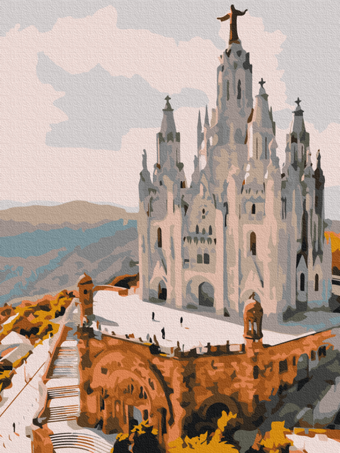 Premium malowanie po numerach Kościół Serca Jezusowego na Tibidabo. Barcelona (PBS52466)