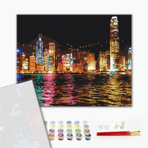 Premium malowanie po numerach Nocny Hong Kong (PBS7256)