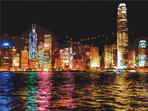 Premium malowanie po numerach Nocny Hong Kong (PBS7256)