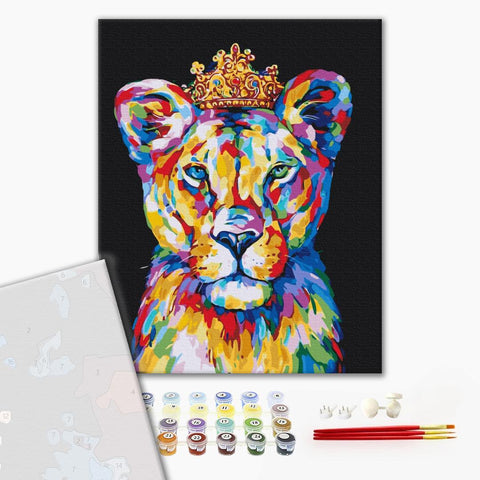 Premium malowanie po numerach Tęczowy lew (PBS51839)
