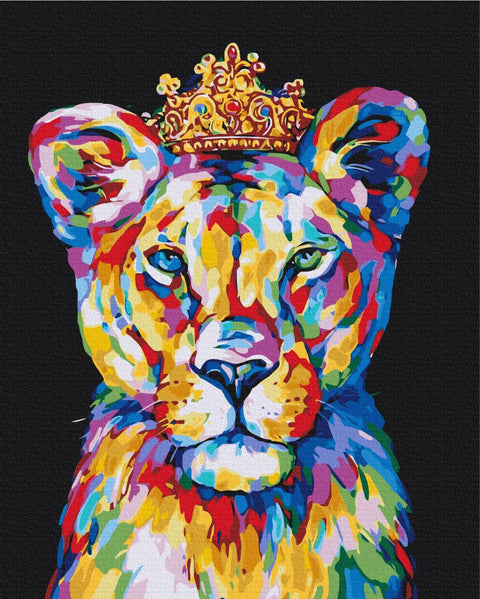 Premium malowanie po numerach Tęczowy lew (PBS51839)