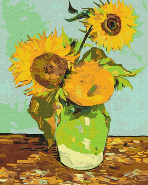 Premium malowanie po numerach "Trzy słoneczniki w wazonie" Vincent Van Gogh (PBS52344)