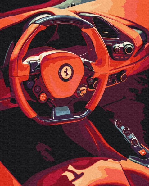 Premium malowanie po numerach Za kierownicą Ferrari. (PBS52464)