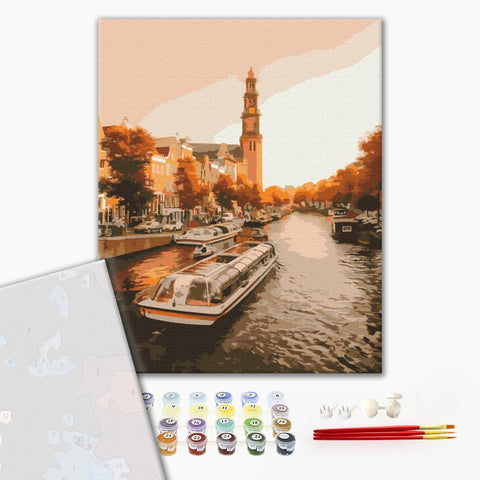 Premium malowanie po numerach Wieczorny spacer Amsterdamem (PBS52616)