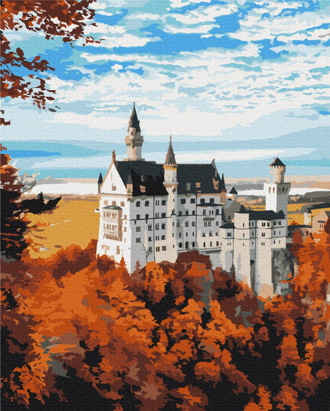 Premium malowanie po numerach Jesienny widok Neuschwanstein (PBS52617)