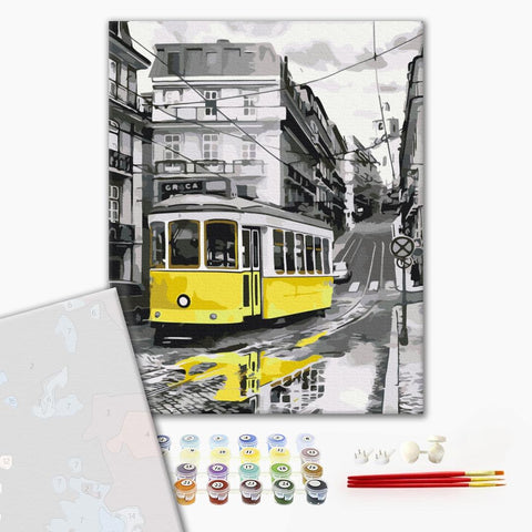 Premium malowanie po numerach Żółty tramwaj (PBS52687)