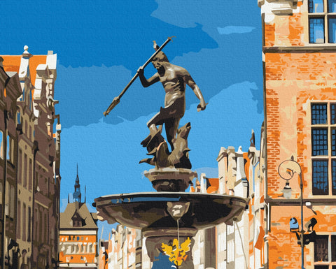 Premium malowanie po numerach Fontanna Neptuna. Gdańsk (PBS53435)