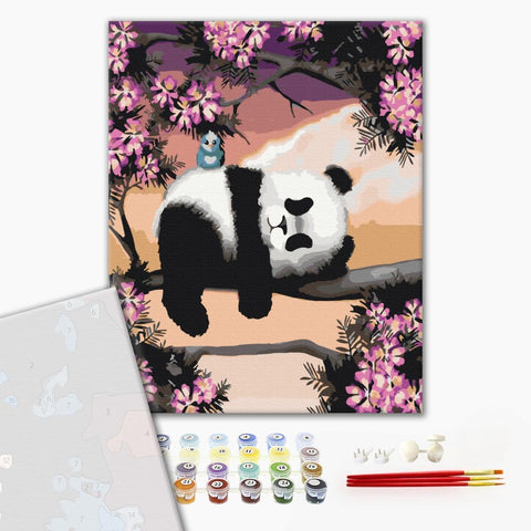 Premium malowanie po numerach Śpiąca panda. (PBS25499)