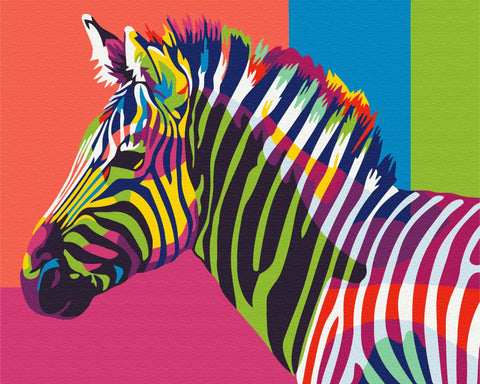 Premium malowanie po numerach Tęczowa zebra (PBS26201)