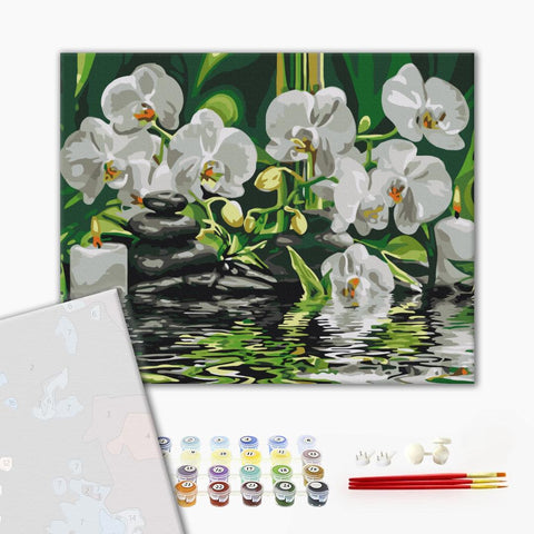 Premium malowanie po numerach Spokój w pobliżu storczyków (PBS29693)