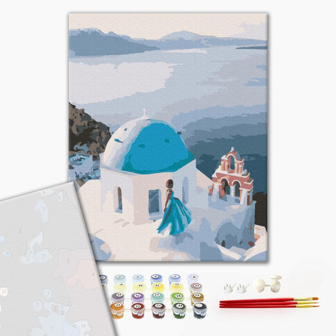 Premium malowanie po numerach Na dachu Grecji (PBS34800)