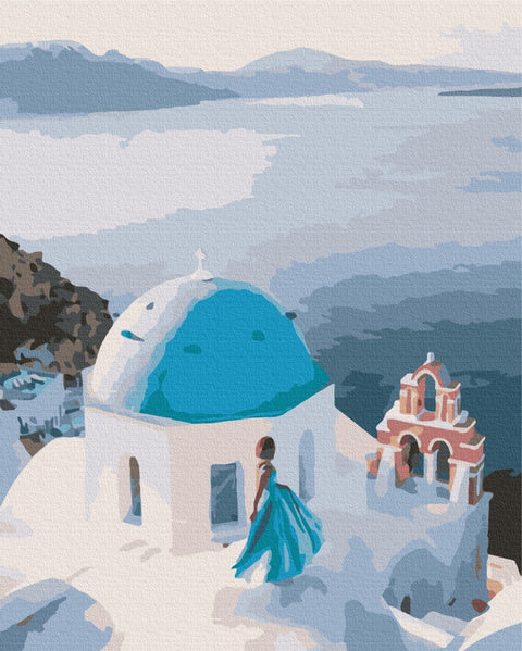 Premium malowanie po numerach Na dachu Grecji (PBS34800)