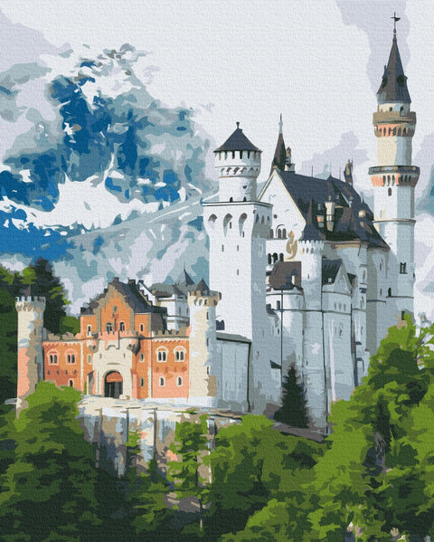 Premium malowanie po numerach Zamek Neuschwanstein (PBS34842)
