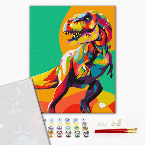 Premium malowanie po numerach Tęczowy tyranozaur (PBS35668)