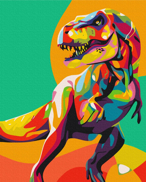 Premium malowanie po numerach Tęczowy tyranozaur (PBS35668)